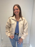 Veste en cuir - Beige