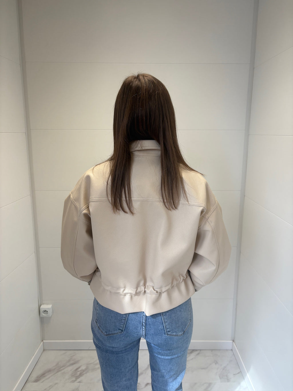 Veste en cuir - Beige