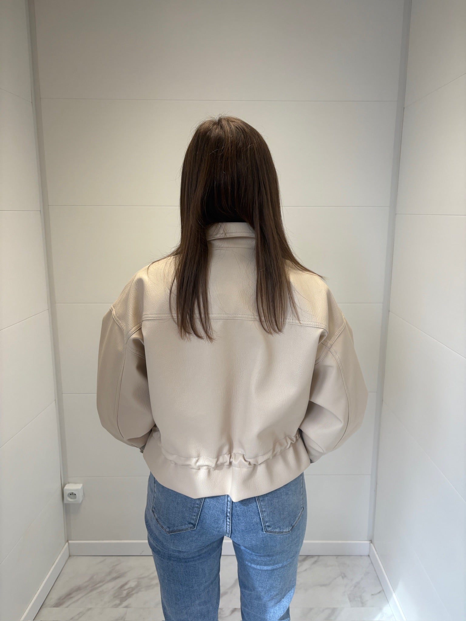 Veste en cuir - Beige