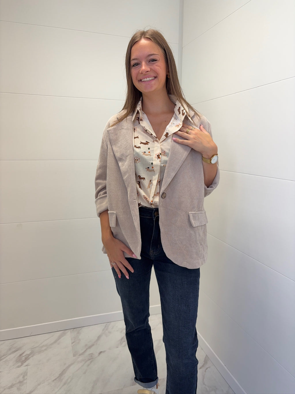 Veste Claudine en velours - Beige