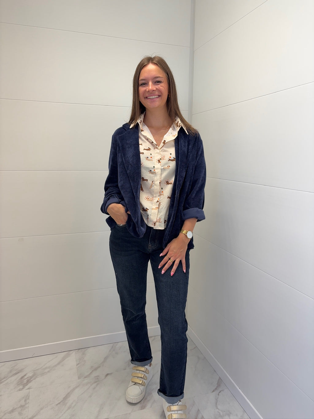 Veste Claudine en velours - Marine