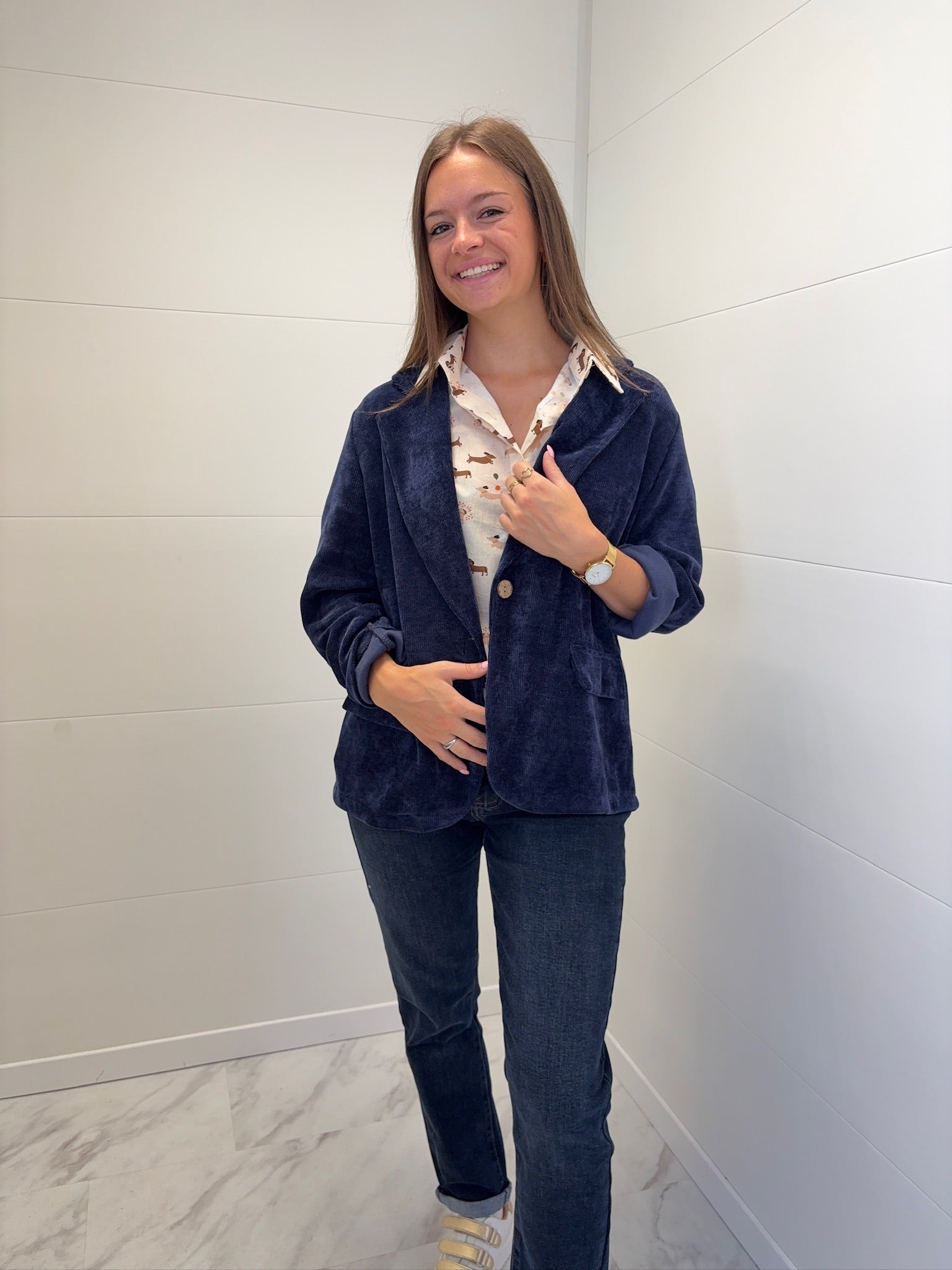 Veste Claudine en velours - Marine