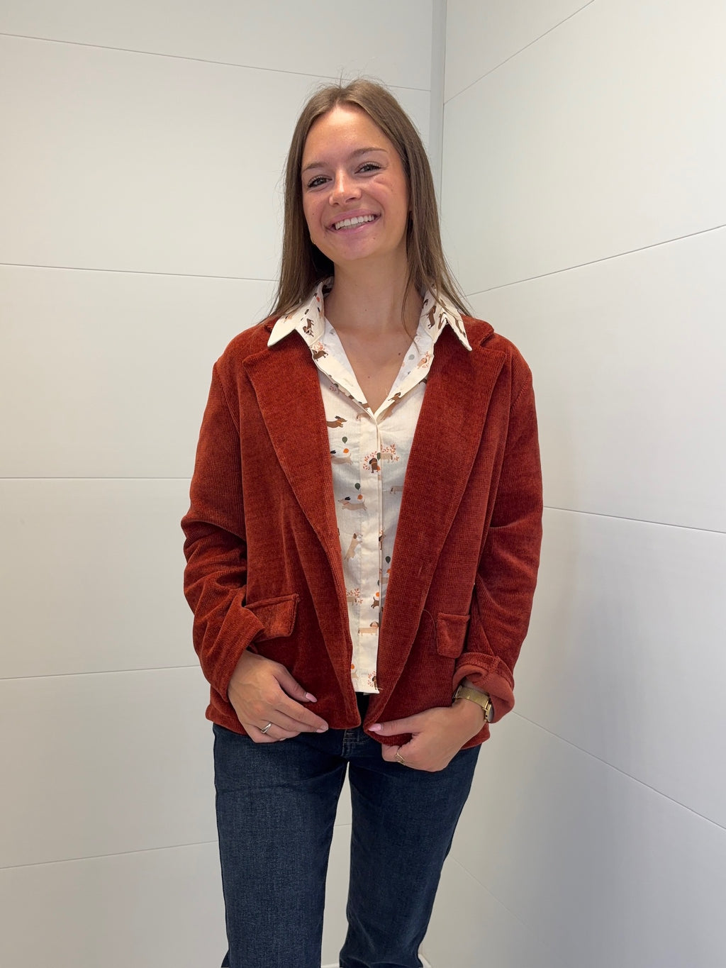 Veste Claudine en velours - Terracotta