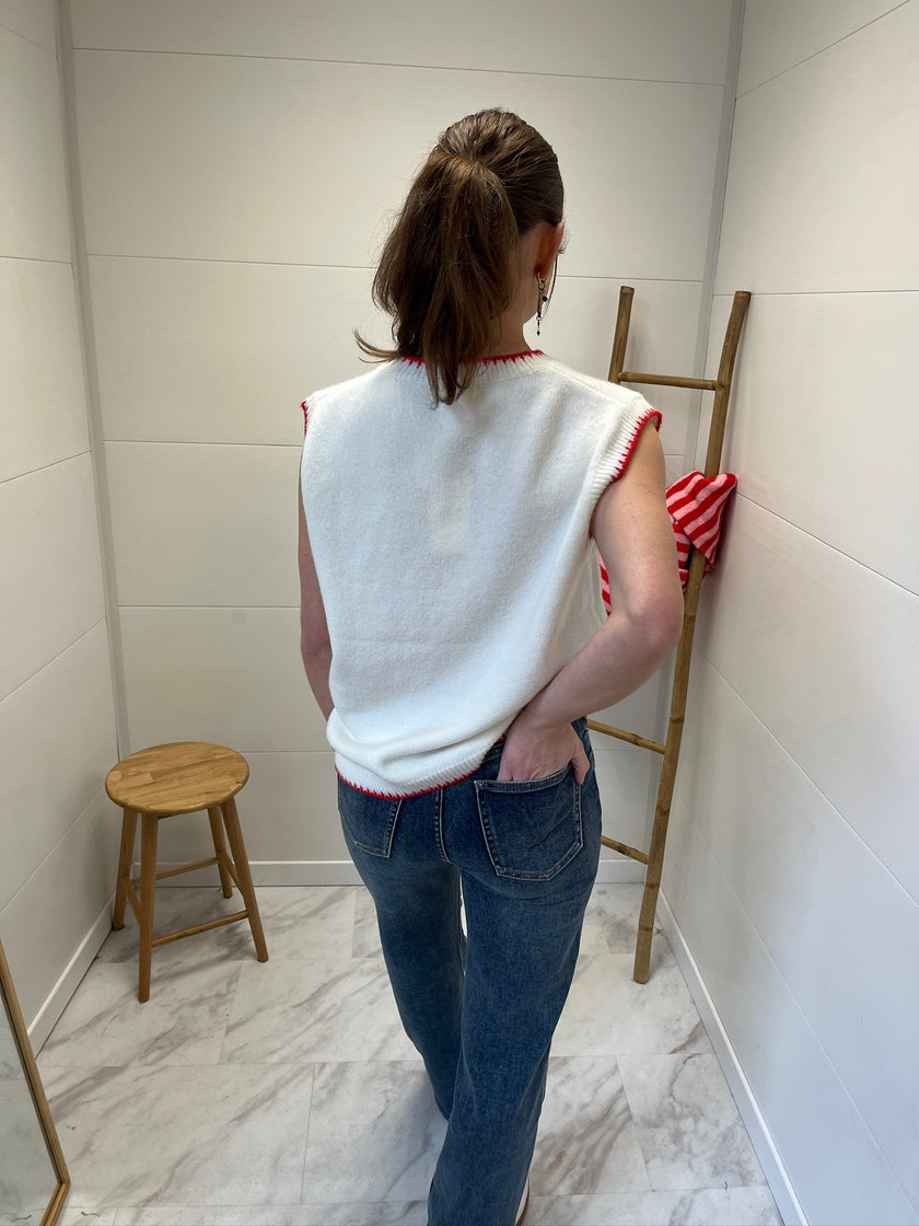 Pull sans manches piment