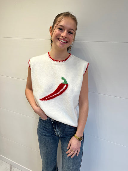 Pull sans manches piment