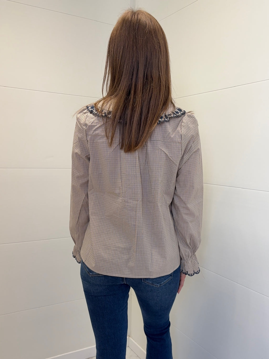 Chemise col Claudine - Marine et Marron