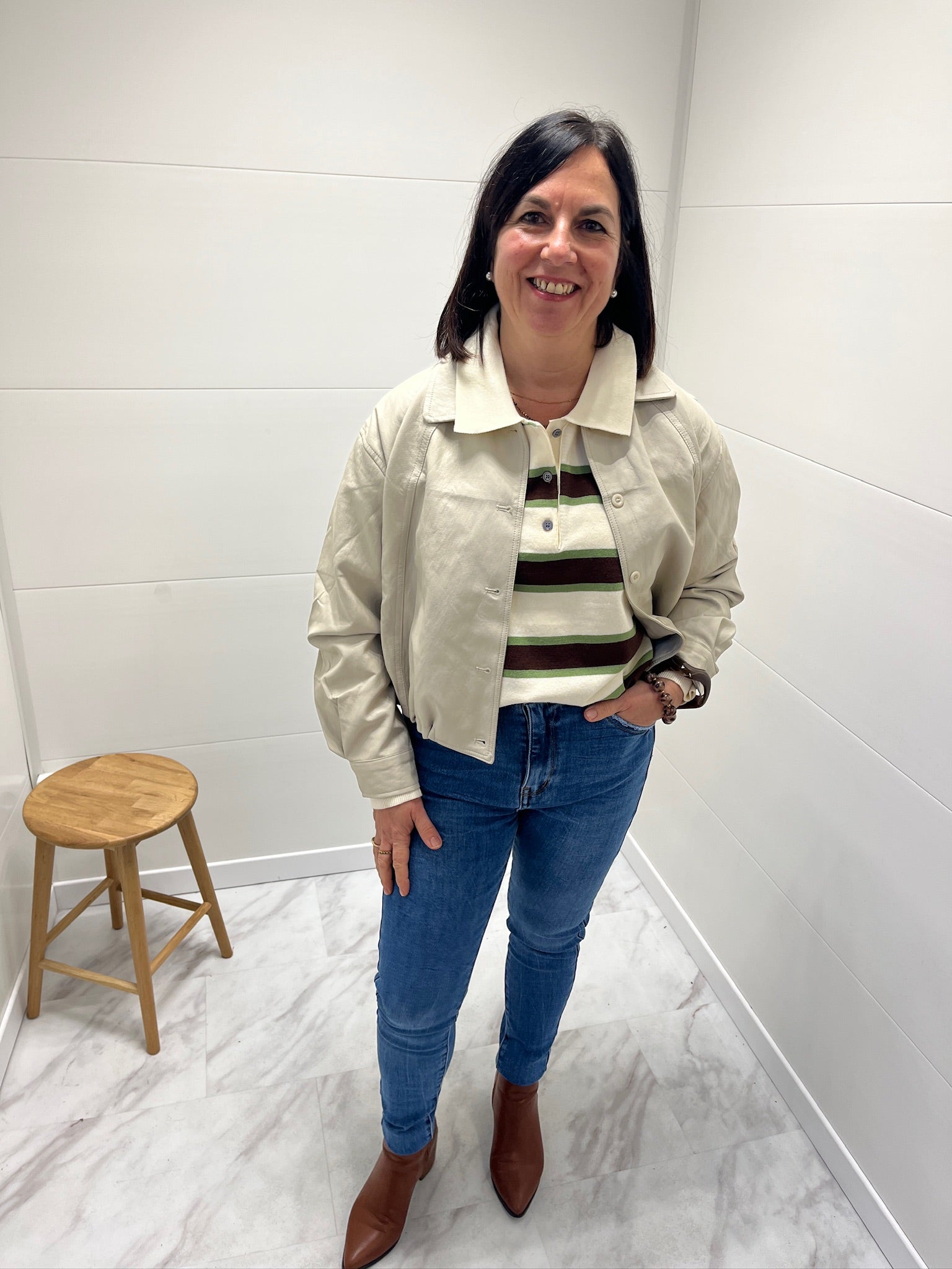 Veste en simili cuir - Beige