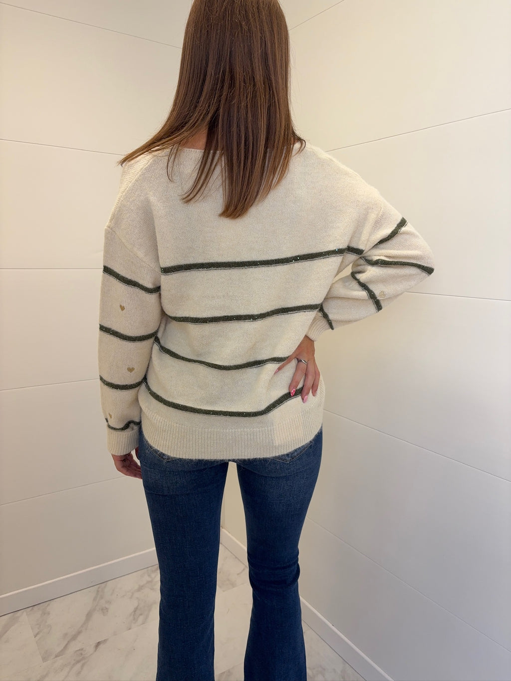 Pull over size cœur - Kaki