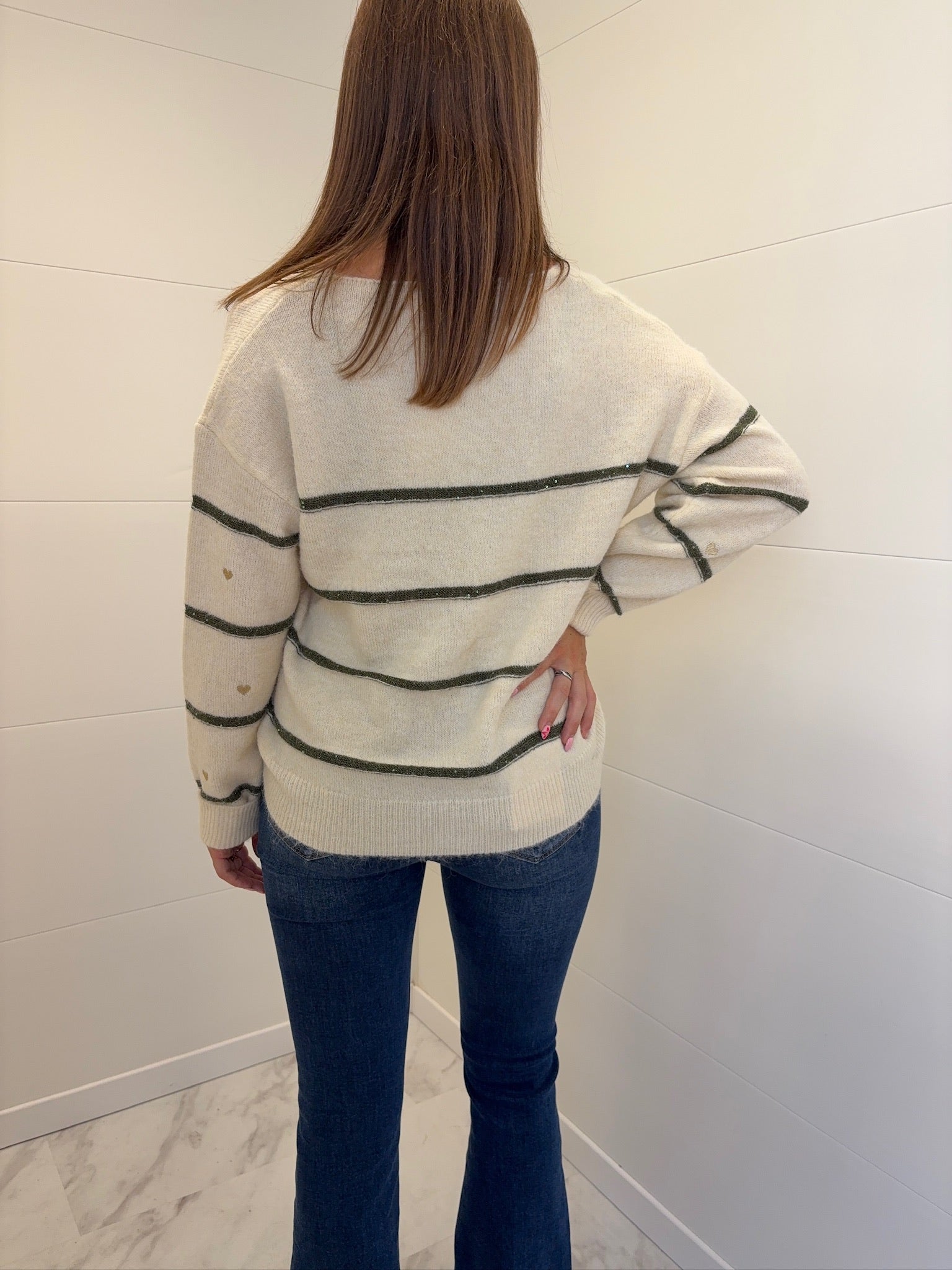Pull over size cœur - Kaki