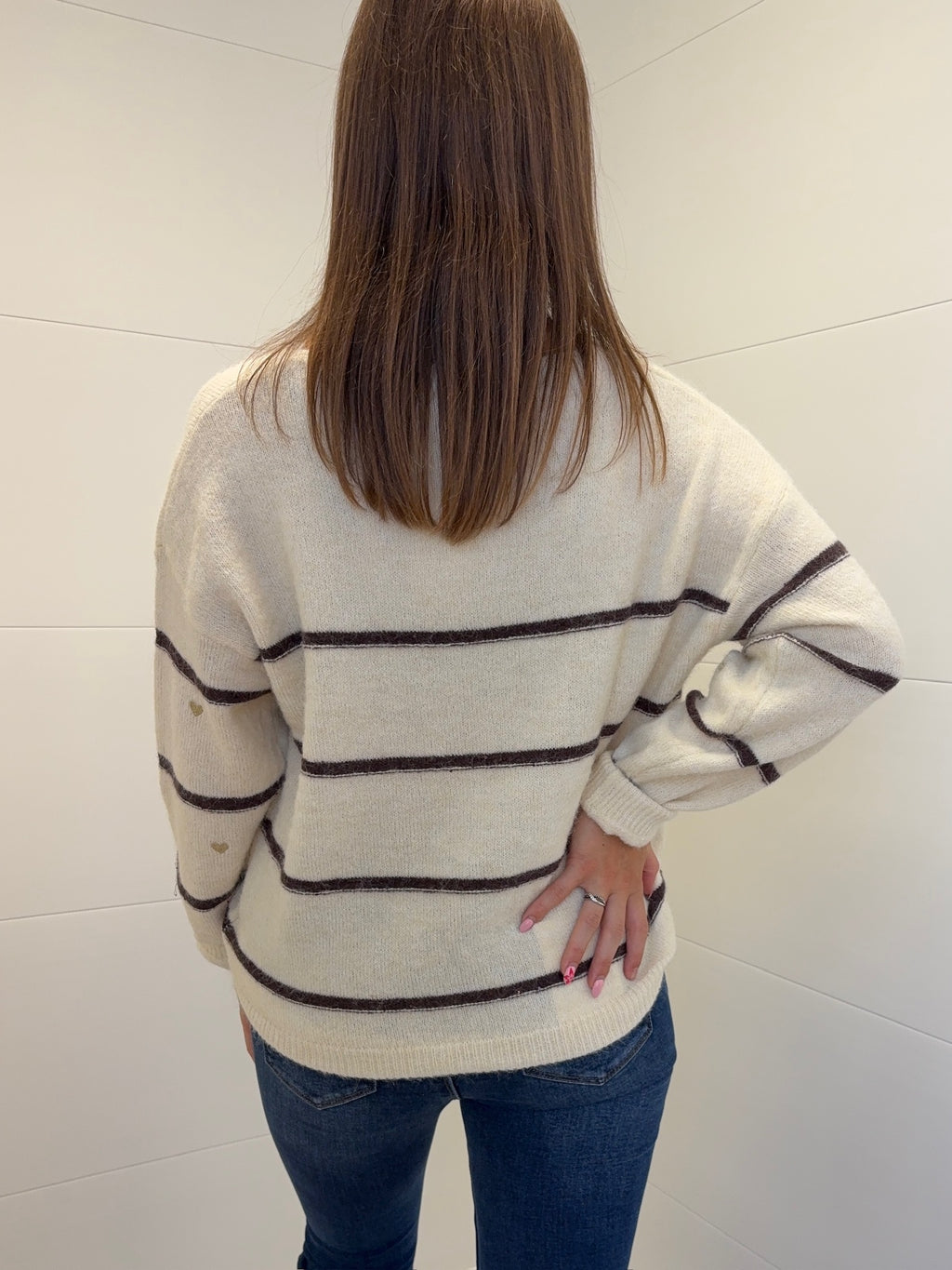 Pull over size cœur - Marron