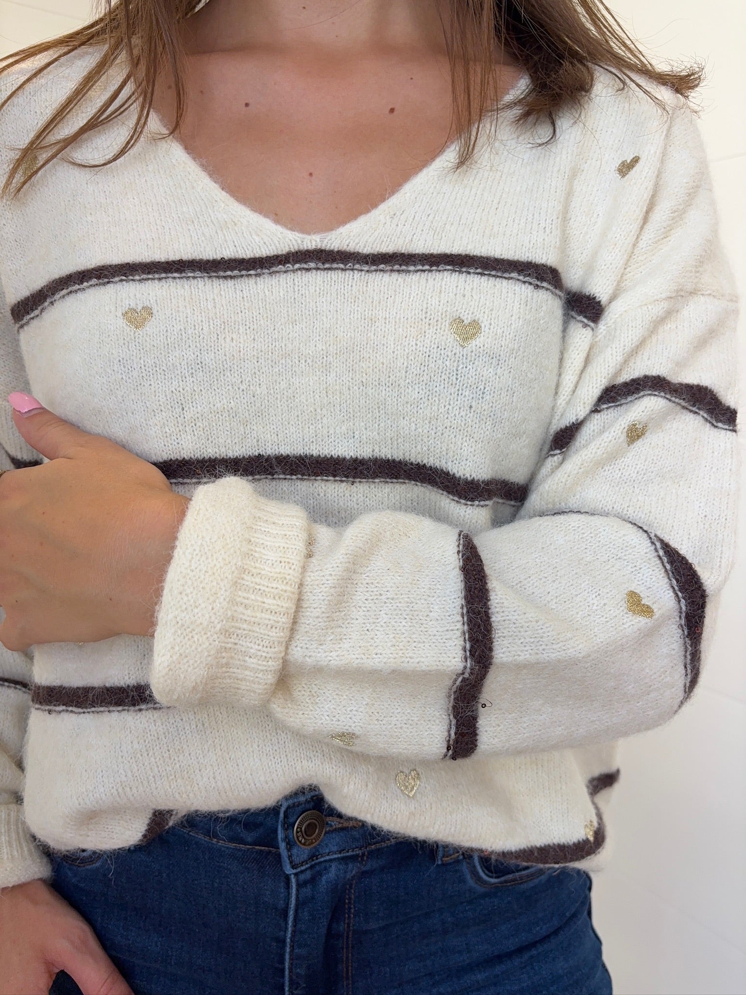 Pull over size cœur - Marron