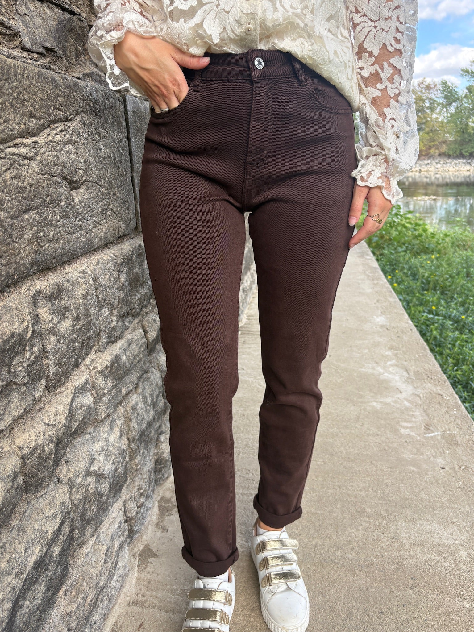 Pantalon Mom Elodie - Chocolat