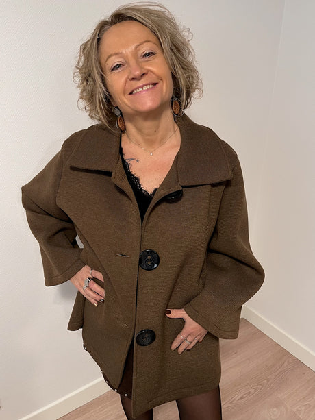 Manteau d'hiver long Sonia Chocolat