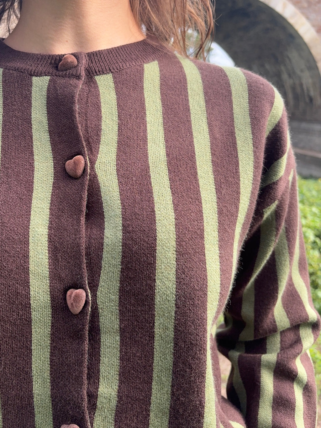 Pull marinière - Marron et Olive
