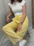 Pantalon Leewen à rayures en gaz de coton - Jaune