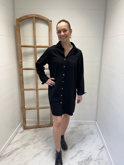 Robe courte en jean - Noir