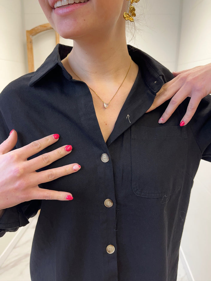 Robe courte en jean - Noir