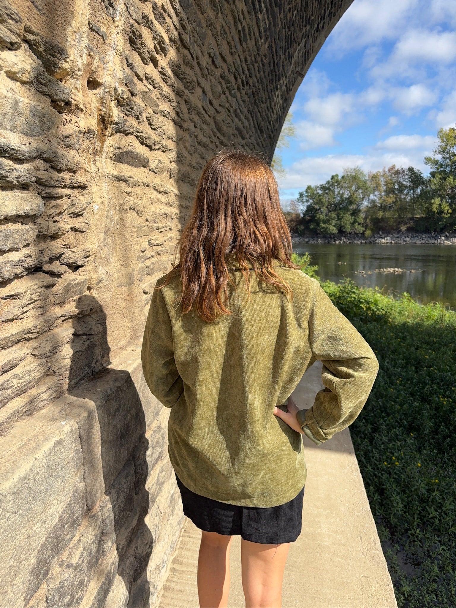 Veste Claudine en velours - Vert Olive