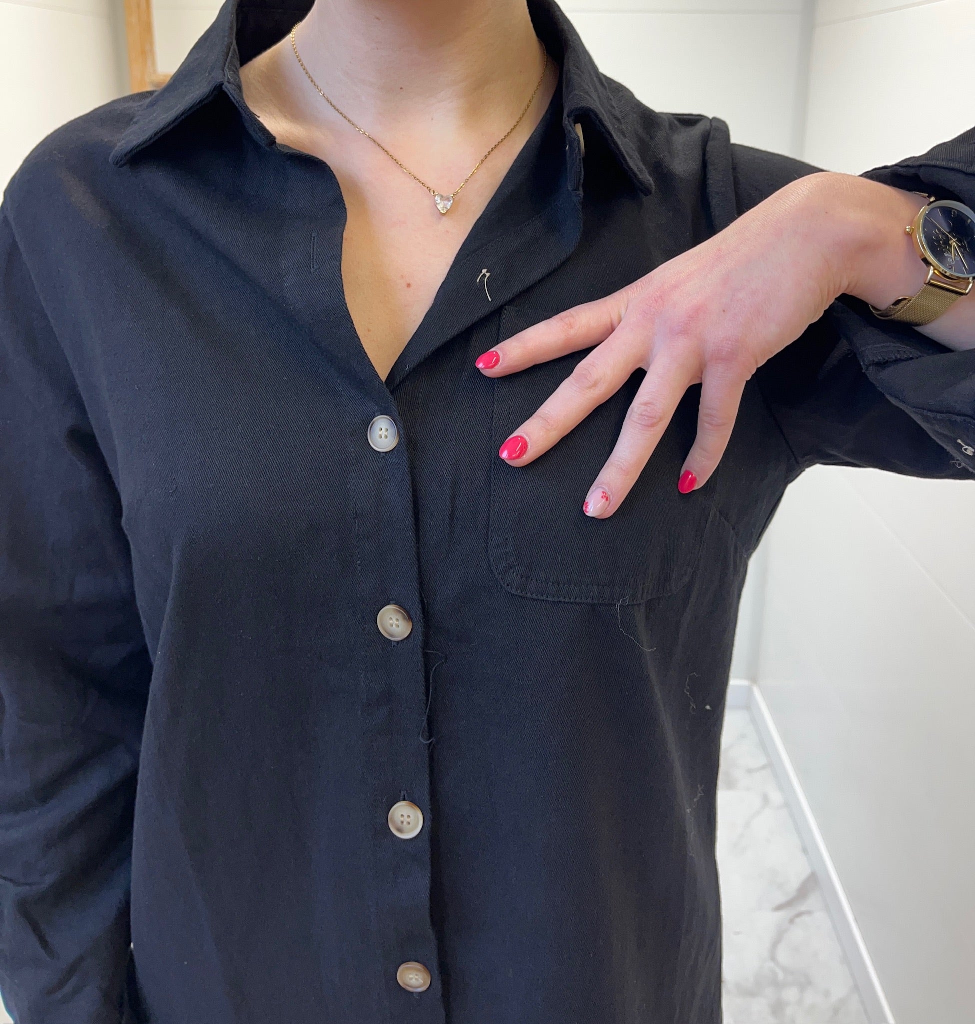Robe courte en jean - Noir