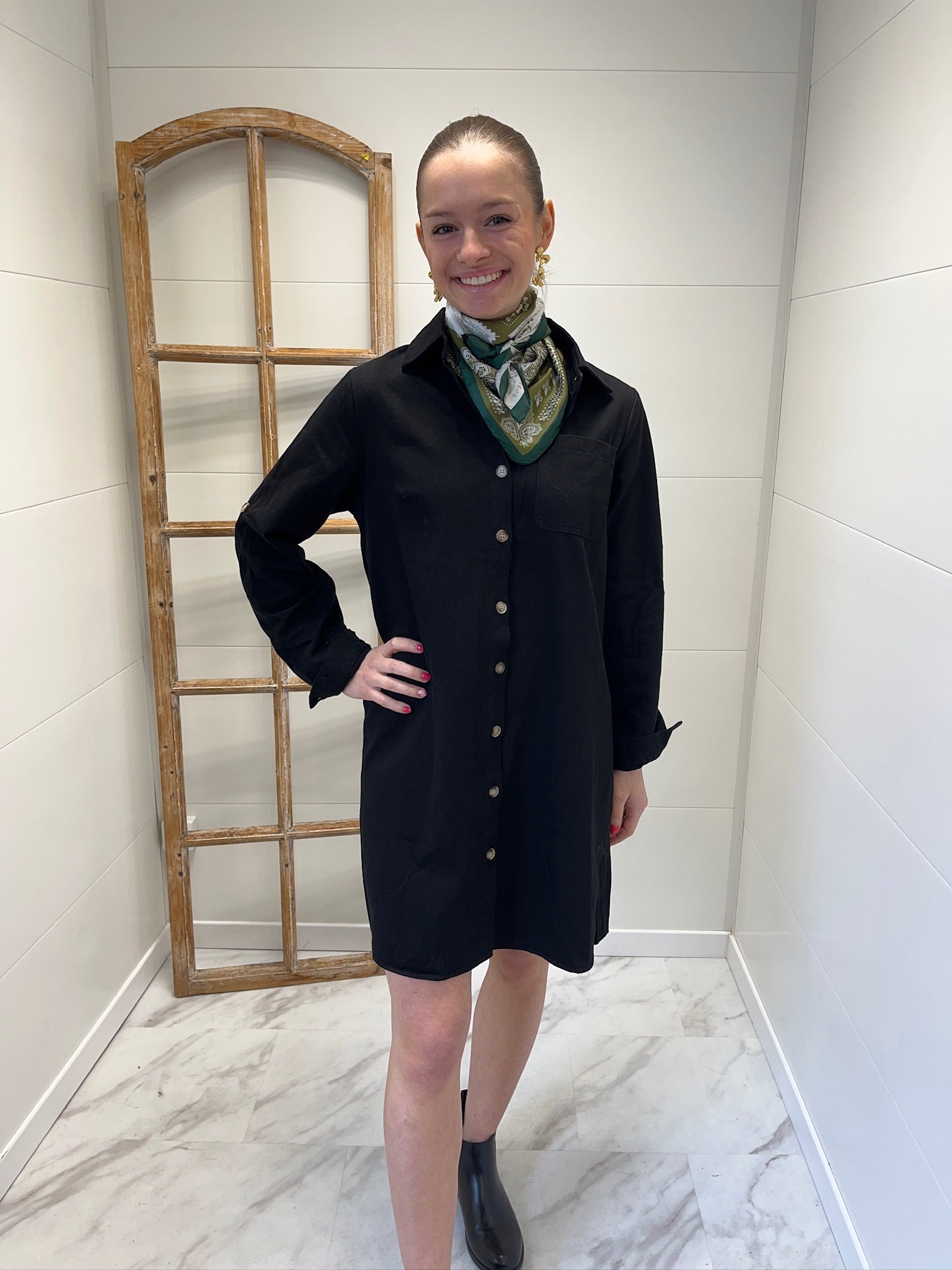 Robe courte en jean - Noir